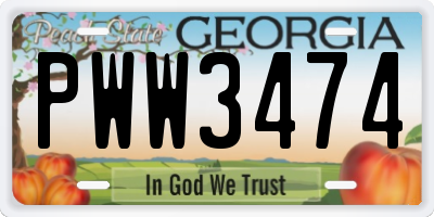 GA license plate PWW3474