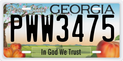 GA license plate PWW3475