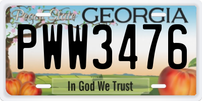 GA license plate PWW3476