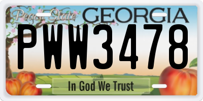 GA license plate PWW3478