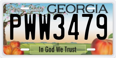 GA license plate PWW3479