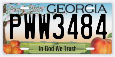 GA license plate PWW3484