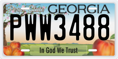 GA license plate PWW3488