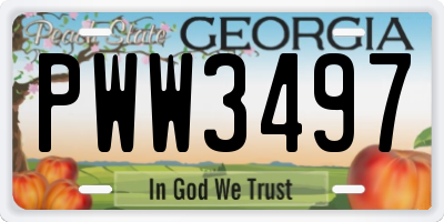 GA license plate PWW3497