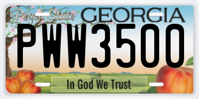 GA license plate PWW3500