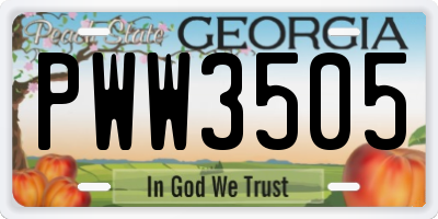GA license plate PWW3505