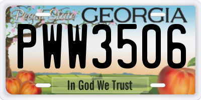 GA license plate PWW3506