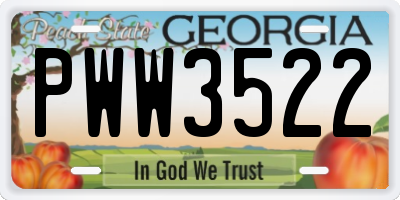 GA license plate PWW3522