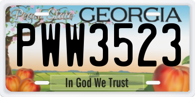GA license plate PWW3523