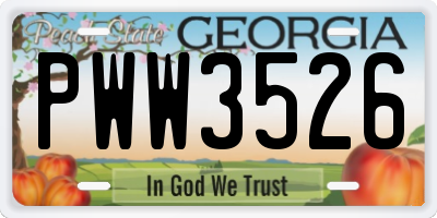 GA license plate PWW3526