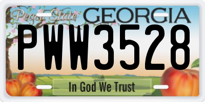 GA license plate PWW3528