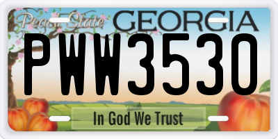GA license plate PWW3530