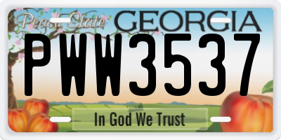GA license plate PWW3537