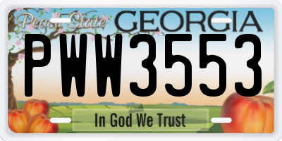 GA license plate PWW3553