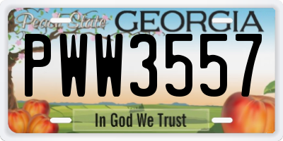 GA license plate PWW3557
