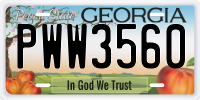 GA license plate PWW3560