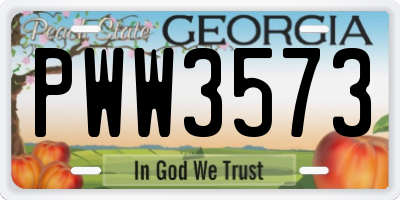 GA license plate PWW3573