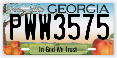 GA license plate PWW3575