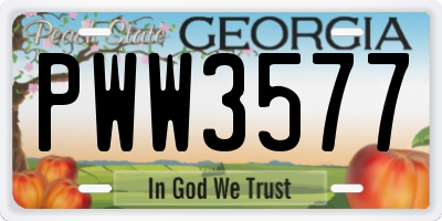 GA license plate PWW3577