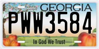 GA license plate PWW3584
