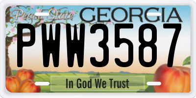 GA license plate PWW3587