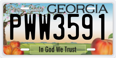 GA license plate PWW3591