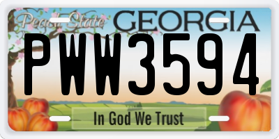 GA license plate PWW3594