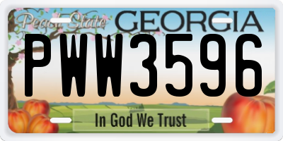 GA license plate PWW3596