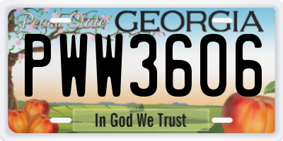 GA license plate PWW3606