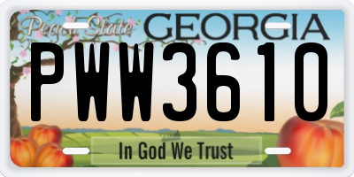 GA license plate PWW3610