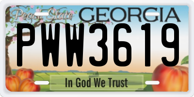 GA license plate PWW3619