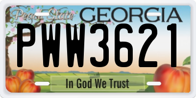 GA license plate PWW3621