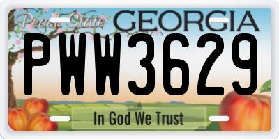 GA license plate PWW3629