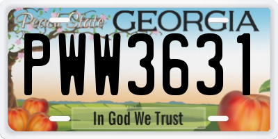 GA license plate PWW3631