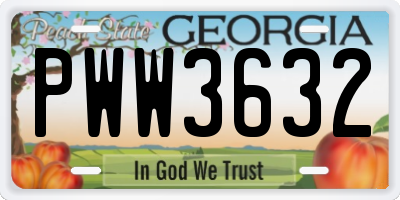 GA license plate PWW3632