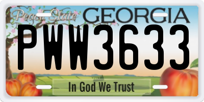 GA license plate PWW3633
