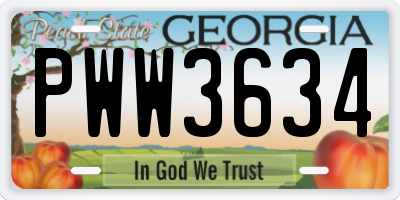 GA license plate PWW3634