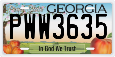 GA license plate PWW3635