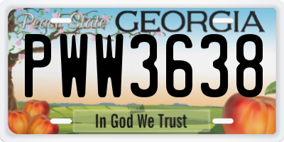 GA license plate PWW3638