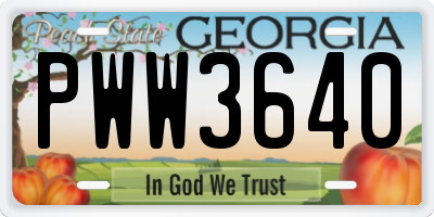 GA license plate PWW3640