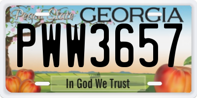 GA license plate PWW3657