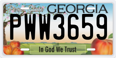 GA license plate PWW3659
