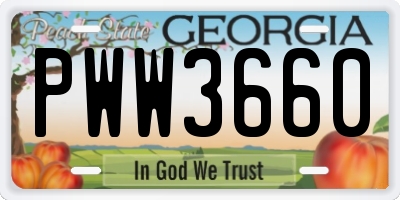 GA license plate PWW3660