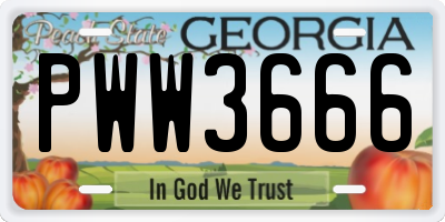 GA license plate PWW3666