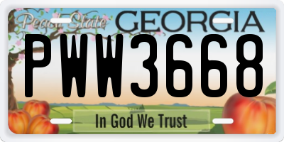 GA license plate PWW3668