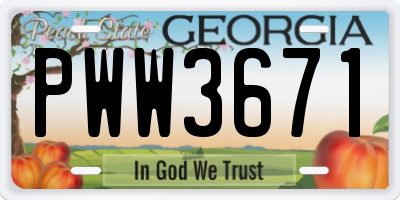 GA license plate PWW3671