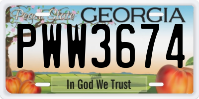 GA license plate PWW3674
