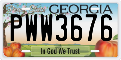 GA license plate PWW3676