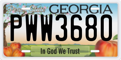 GA license plate PWW3680