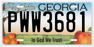 GA license plate PWW3681